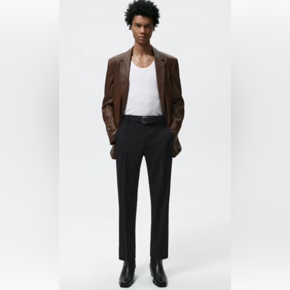 Zara mens faux leather blazer Small